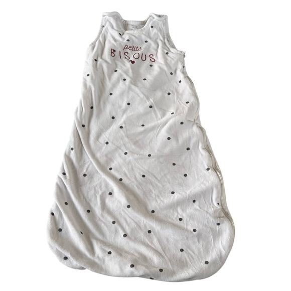 Kiabi White Polka Dot Velour Sleep Sack - 24-36 Months - Picture 1 of 8